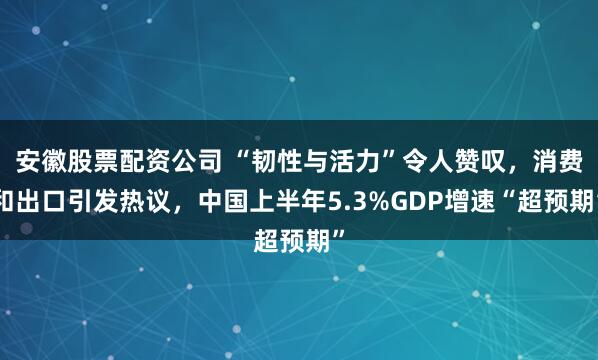 安徽股票配资公司 “韧性与活力”令人赞叹，消费和出口引发热议，中国上半年5.3%GDP增速“超预期”